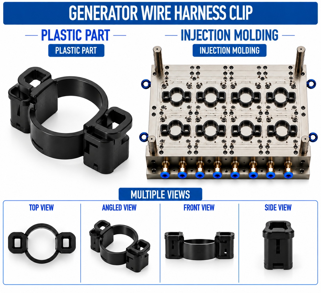 Generator Plastic Wire Harness Clip Mould and Moulding Service